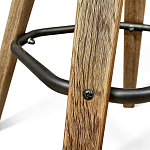 Барный стул со спинкой и металлической подставкой на 4-х деревянных ножках Коричневый Велюр Vendramin Chair варинант исполнения - 3 | Loft Concept в Рязани