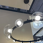 Люстра подвесная круглая с 12-ю прозрачными куполообразными плафонами и черным металлическим основанием Flos Wireline Lighting варинант исполнения - 6 | Loft Concept в Рязани