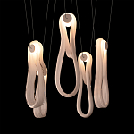 Подвесной светильник белого цвета с 6-ю изогнутыми плафонами Flow Loop варинант исполнения - 6 | Loft Concept в Рязани