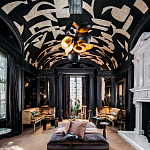 Обои ручная роспись в стиле Арт-деко Symphony Original colourway on Flint silk dupion варинант исполнения - 1 | Loft Concept в Рязани