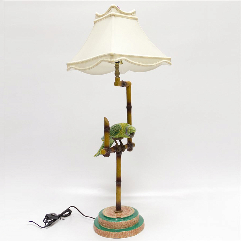 Настольная лампа Parrot on perch Белый Зеленый Бронза Настольная лампа Parrot on perch Белый Зеленый Бронза в Рязани | Loft Concept