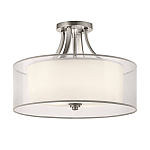 Потолочный светильник с двойным цилиндрическим плафоном из белого стекла и прозрачной органзы Kichler варинант исполнения - 12 | Loft Concept в Рязани