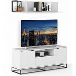 ТВ-тумба белая с  2-мя дверцами и ящиком Strict Lines варинант исполнения - 5 | Loft Concept в Рязани