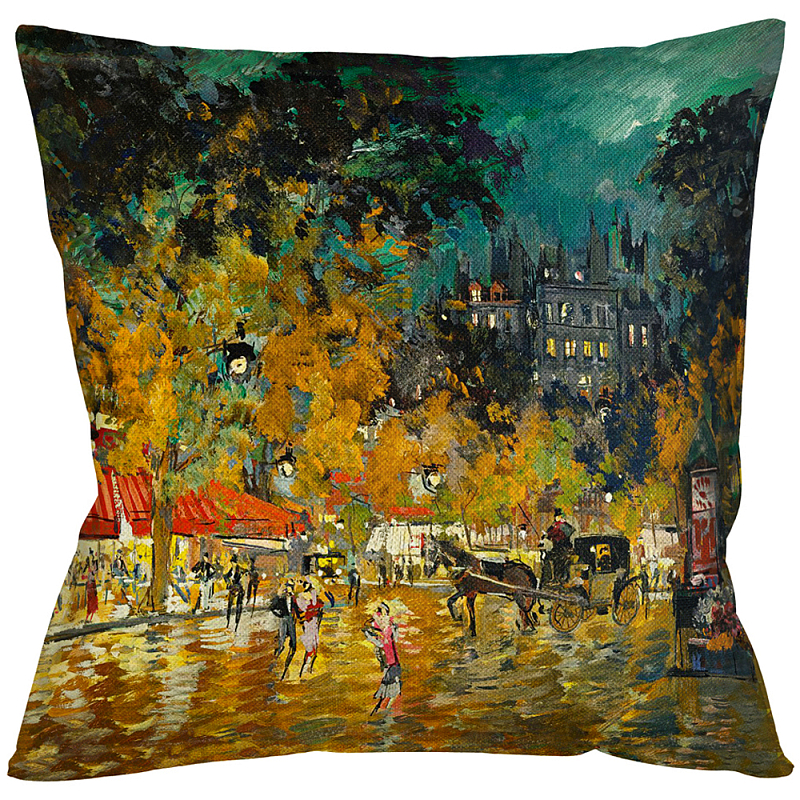 Подушка декоративная Париж Impressionism in Art Мульти Бежевый Подушка декоративная Париж Impressionism in Art Мульти Бежевый в Рязани | Loft Concept