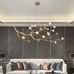 Люстра в виде золотой ветки с цветами Glass Flower Pendant Light варинант исполнения - 4 | Loft Concept в Рязани