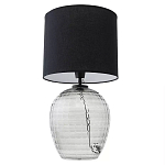 Настольная лампа с черным цилиндрическим тканевым абажуром и фактурным прозрачным основанием Black Cone варинант исполнения - 2 | Loft Concept в Рязани