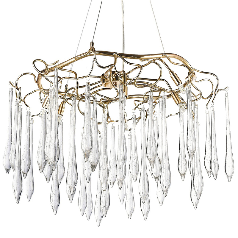 Люстра с хрустальными подвесками в виде капель Droplet Crystal Gold Chandelier 8 Золотой Прозрачный Люстра с хрустальными подвесками в виде капель Droplet Crystal Gold Chandelier 8 Золотой Прозрачный в Рязани | Loft Concept