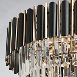 Люстра из черного металла с многоярусными подвесками из прозрачного хрусталя на золотой цепи Empire Black Chandelier Crystal варинант исполнения - 10 | Loft Concept в Рязани