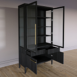 Витрина Primo со стеклянными фасадами и буфетом шпон Черный дуб варинант исполнения - 4 | Loft Concept в Рязани