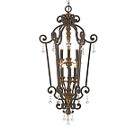 Люстра бронзового цвета с 6-ю лампами и стеклянными подвесками в классическом стиле Quoizel варинант исполнения - 1 | Loft Concept в Рязани