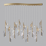 Люстра с золотистыми трубками и прозрачными стеклянными листьями на подвесах Sylva  варинант исполнения - 4 | Loft Concept в Рязани