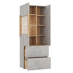 Шкаф-витрина двухдверная с фасадом цвета серый бетон Grace of Furniture варинант исполнения - 3 | Loft Concept в Рязани