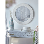 Зеркало круглое инкрустированное раковинами устриц Bone Inlay Dome Mirror White варинант исполнения - 2 | Loft Concept в Рязани