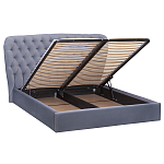 Кровать двуспальная серая с основанием из массива дерева с мягким изголовьем Velour Beds варинант исполнения - 2 | Loft Concept в Рязани