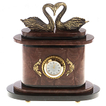 Часы настольные из натурального камня с декором в виде двух лебедей Swans Stone Clock варинант исполнения - 5 | Loft Concept в Рязани
