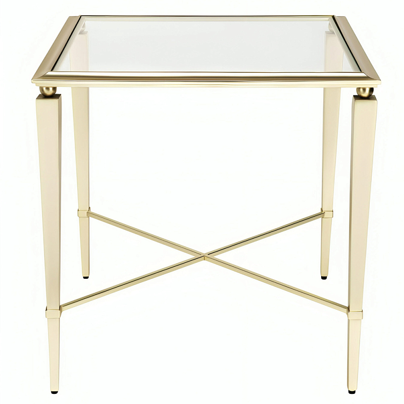 Приставной стол с квадратной стеклянной поверхностью Square Side Table Шампань Золотой Приставной стол с квадратной стеклянной поверхностью Square Side Table Шампань Золотой в Рязани | Loft Concept