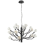 Люстра подвесная черного цвета с ветвями и белыми фарфоровыми цветами Floralis варинант исполнения - 7 | Loft Concept в Рязани