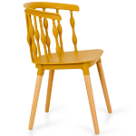 Пластиковый стул на ножках из массива бука Ferret Spiral Mustard варинант исполнения - 3 | Loft Concept в Рязани