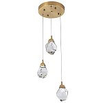 Подвесной светильник с 3-мя хрустальными плафонами Esme Crystal Brass Trio Hanging lamp варинант исполнения - 3 | Loft Concept в Рязани