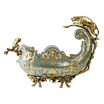 Чаша голубого цвета с оранментом и и бронзовыми фигурами леопардов Eden Garden варинант исполнения - 3 | Loft Concept в Рязани