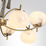 Люстра подвесная с 8-ю шарообразными плафонами из белого стекла с подвесками из камня и кисточками Agatelle варинант исполнения - 6 | Loft Concept в Рязани