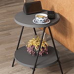 Стол приставной с 2-мя круглыми столешницами цвета антрацит ESSEL SIDE TABLE ANTHRACITE варинант исполнения - 7 | Loft Concept в Рязани
