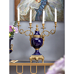 Подсвечник из темно-синего фарфора на бронзовой подставке с фигурками ангелов и декоративными ручками Eden Garden варинант исполнения - 3 | Loft Concept в Рязани