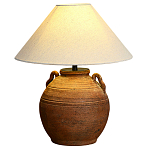 Настольная лампа керамическая коричневая с тканевым абажуром Eastern Tale варинант исполнения - 2 | Loft Concept в Рязани