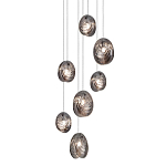 Люстра каскадная с 7-ю круглыми плафонами из рельефного стекла Disc Light варинант исполнения - 1 | Loft Concept в Рязани