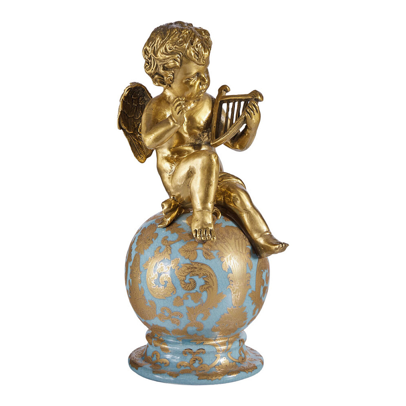 Фигурка Ангел с лирой на шаре Seraphic Бронза Голубой в Рязани | Loft Concept 