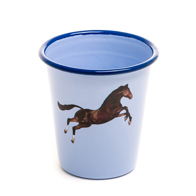 Стакан Seletti Enamel Horse Голубой Коричневый Стакан Seletti Enamel Horse Голубой Коричневый в Рязани | Loft Concept