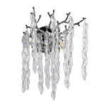 Бра цвета хром с ветвями и прозрачными стеклянными подвесками в виде вытянутых спиральных капель Droplet Chandelier варинант исполнения - 1 | Loft Concept в Рязани