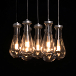 Люстра с 7-ю прозрачными плафонами из стекла в форме капли на круглом потолочном основании цвета хром Lucid Rain  варинант исполнения - 5 | Loft Concept в Рязани