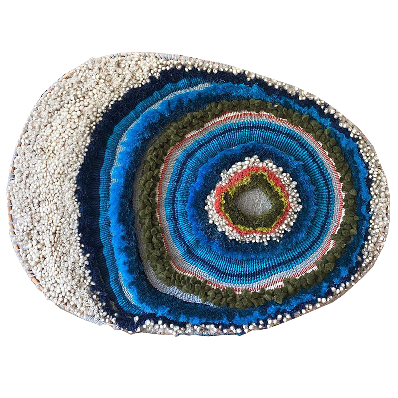 Дизайнерское вязаной Панно Синий круг Синий ivory ( слоновая кость ) в Рязани | Loft Concept 