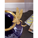 Ваза темно-синего цвета из фарфора с бронзовыми стрекозами Eden Garden porcelain and bronze варинант исполнения - 5 | Loft Concept в Рязани