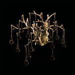 Бра в форме ветвей деревьев золотого цвета с прозрачными подвесками-каплями Droplet Bra варинант исполнения - 4 | Loft Concept в Рязани