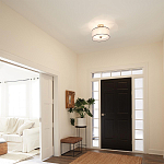 Потолочный светильник с двойным цилиндрическим плафоном из белого стекла и прозрачной органзы Kichler варинант исполнения - 11 | Loft Concept в Рязани