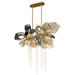 Люстра подвесная с 18-ю стеклянными плафонами с вертикальными подвесками Gilded Mirage  варинант исполнения - 5 | Loft Concept в Рязани