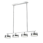Люстра светодиодная с 4-мя круглыми прозрачными плафонами цилиндрической формы из акрила и стекла с пультом для регулировки света Glass Lamp Chromium варинант исполнения - 1 | Loft Concept в Рязани