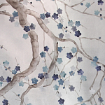 Обои ручная роспись Plum Blossom Inky Hokusai on Sterling Silver gilded silk варинант исполнения - 1 | Loft Concept в Рязани