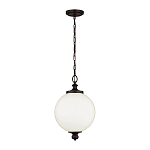 Подвесной светильник с белым стеклянным плафоном в форме шара на цепи Feiss варинант исполнения - 2 | Loft Concept в Рязани