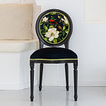 Стул чёрный из натурального бука с изображением птица в саду Blooming Red Birds варинант исполнения - 3 | Loft Concept в Рязани