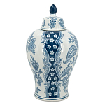 Ваза с крышкой и голубым цветочным рисунком 37 см Blue & White Ornament варинант исполнения - 2 | Loft Concept в Рязани