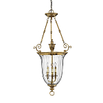 Подвесной светильник латунный с рифленым прозрачным плафоном и тремя свечеподобными лампами в классическом стиле Hinkley варинант исполнения - 1 | Loft Concept в Рязани