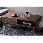 Кофейный стол из дерева с ящиком и нишей для хранения Coffee Walnut Table варинант исполнения - 3 | Loft Concept в Рязани