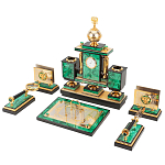 Настольный письменный набор из малахита и долерита с декором в виде герба России Leader Organizer варинант исполнения - 2 | Loft Concept в Рязани