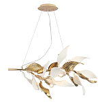 Люстра подвесная с декоративными белыми и золотыми листьями на текстурном основании Wintery flovers варинант исполнения - 2 | Loft Concept в Рязани