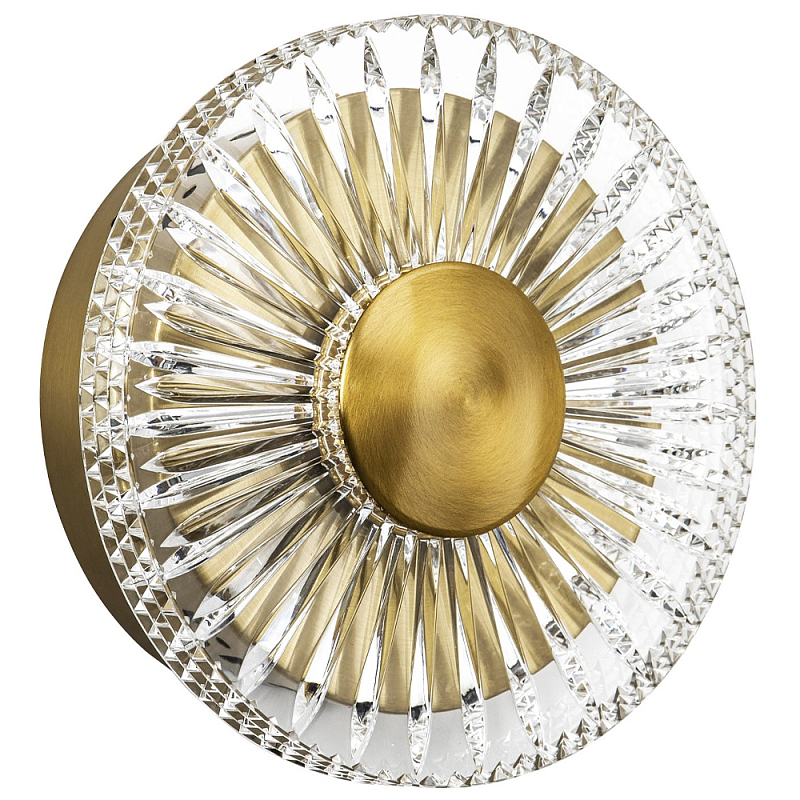Бра с круглым рельефным плафоном Glass Peonies Brass Wall Lamp Прозрачный Бронза Бра с круглым рельефным плафоном Glass Peonies Brass Wall Lamp Прозрачный Бронза в Рязани | Loft Concept