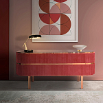 Дизайнерский комод овальный с розовой бархатной обивкой Edith варинант исполнения - 2 | Loft Concept в Рязани