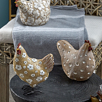 Статуэтка курица с белым цветочным узором и металлическими ножками Rustic Chicken варинант исполнения - 4 | Loft Concept в Рязани